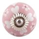 Pink Heart And Tiny Flower Ceramic Floral Cabinet Knobs